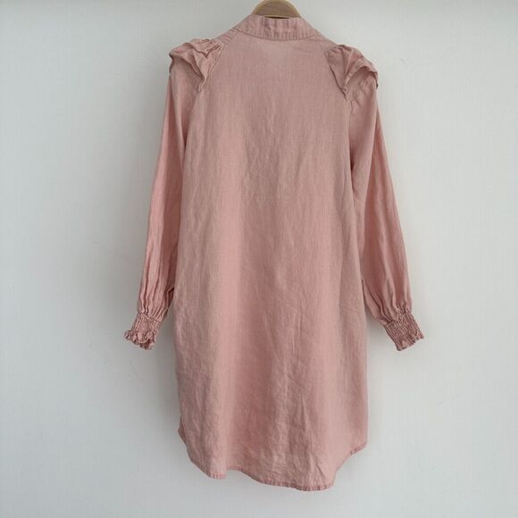 Lanhtropy Dress Womens XS Linen Tunic Flounce Victorian Boho Chic Romantic Frill - Picture 5 of 9